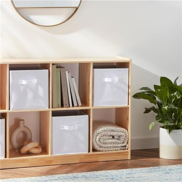 Fabric Cube Storage Bins Set of 6 Collapsible Organizer Boxes with Handles - Picture 7 of 8